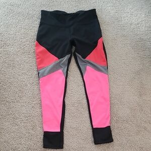 Xersion Vibrant Athletic Large Fitted Colorblock Mesh Leggings